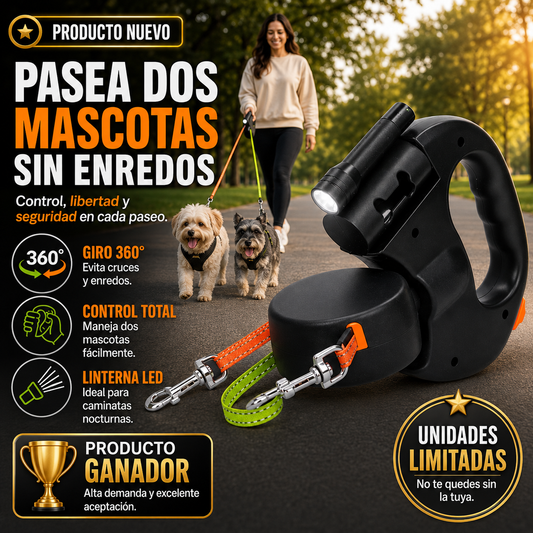 Correa Retractil Doble Linterna