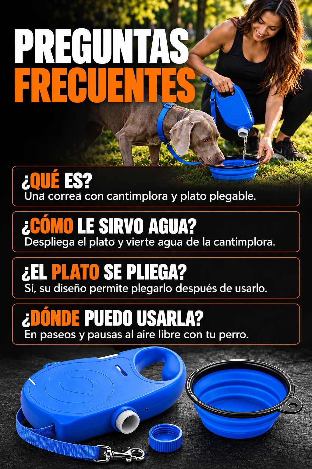 Preguntas frecuentes sobre la correa con cantimplora.